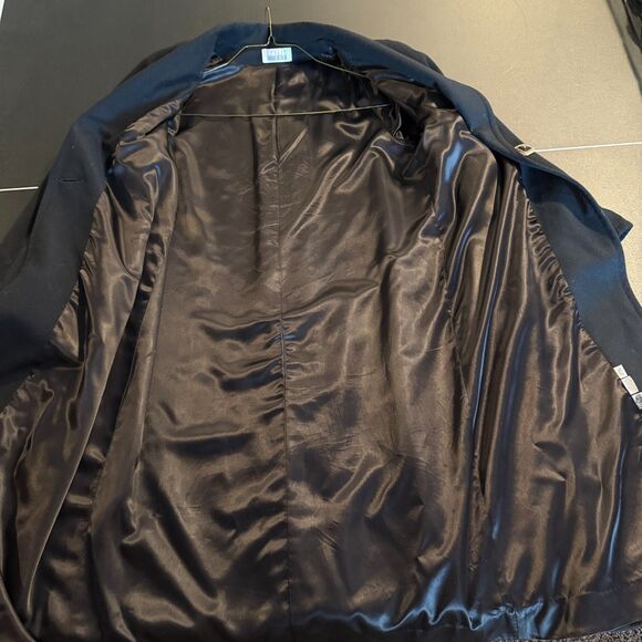 Vintage Leslie Fay 100% Pure Wool Black Long Coat Trench Dress Coat Size 10 USA - Picture 8 of 12